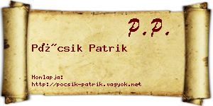 Pócsik Patrik névjegykártya