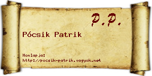 Pócsik Patrik névjegykártya